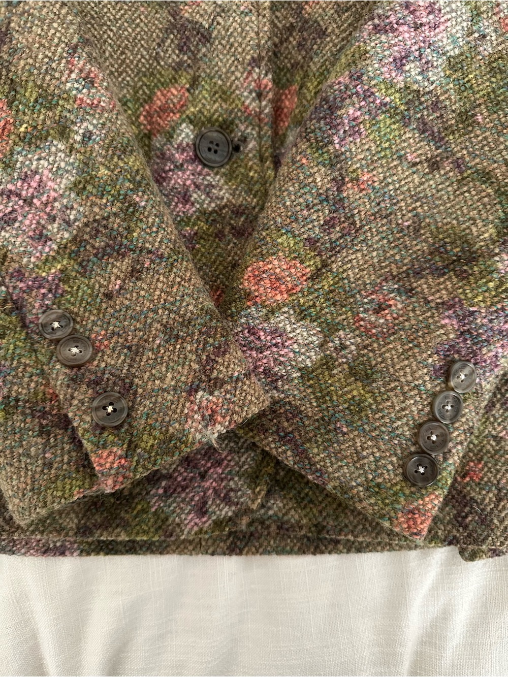 Etro Milano Wool Blend Jacket Blazer Mossy Green Floral Size 44 - Picture 6 of 12